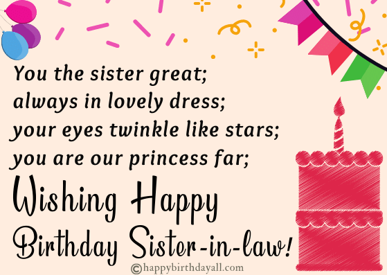 Happy Birthday Sister in law poems