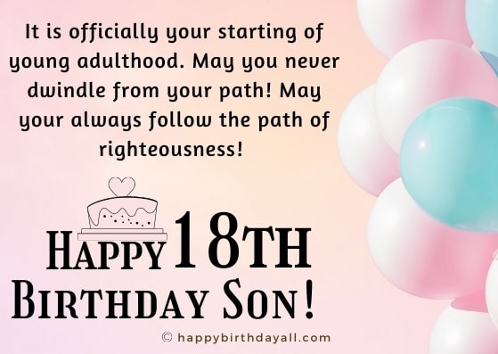 Happy 18th Birthday Wishes for Son 