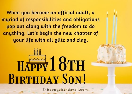 18th Birthday Wishes For Son Happy Birthday Son Turning 18