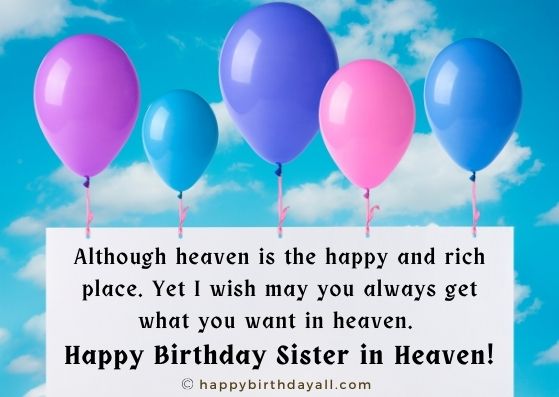 Heavenly Birthday Wishes for Sister