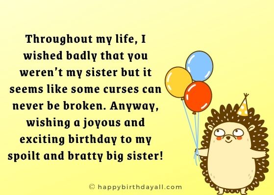 Funny Birthday Wishes For Elder Sister