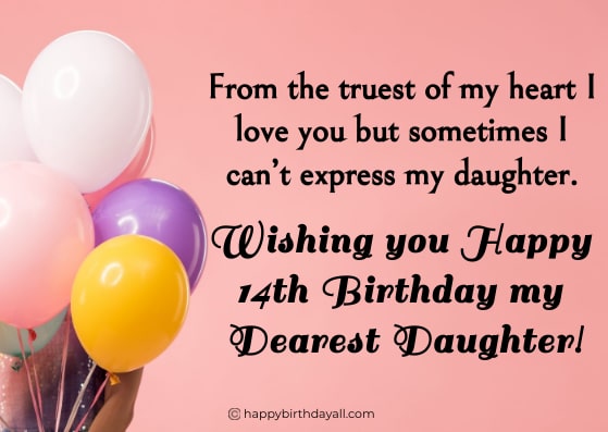14th Birthday Wishes For Daughter