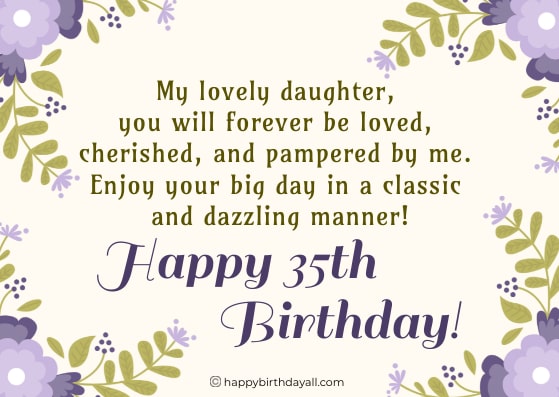 35th Birthday Wishes for Daughter
