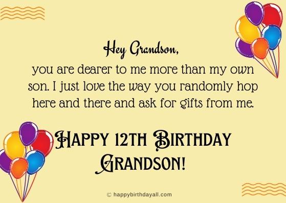 Happy 12th Birthday Grandson Wishes