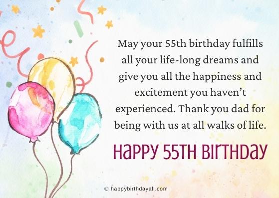 Happy 55th Birthday Wishes for 55 Year Old Man