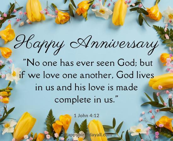 Happy Wedding Anniversary Bible Verses - 1 john 4:12