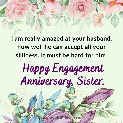 Engagement Anniversary Wishes for Sister