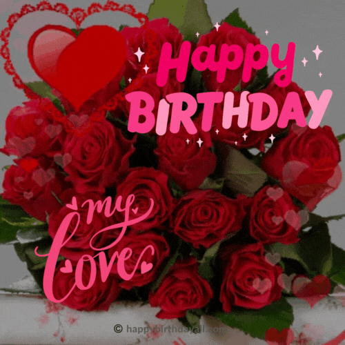 happy birthday flowers gif with name