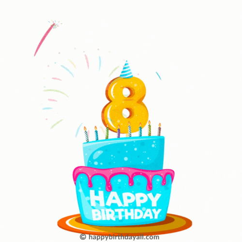 happy 8th birthday cake gif 