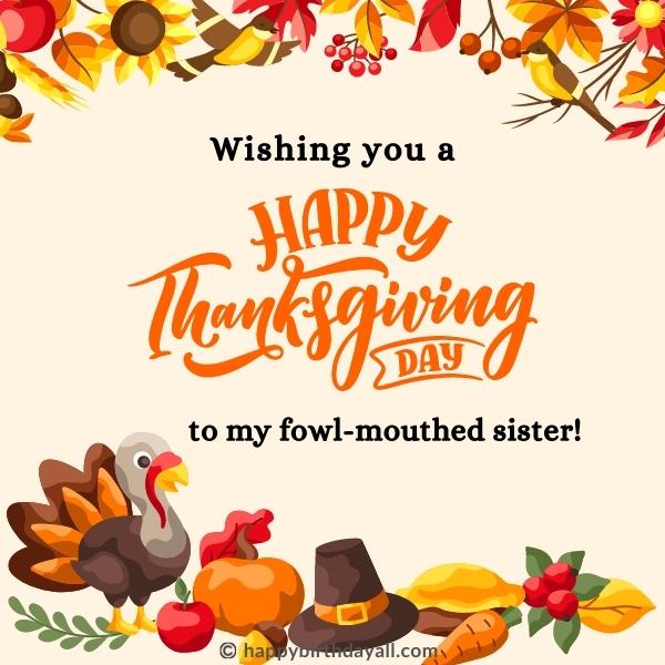 Thanksgiving wishes for sister