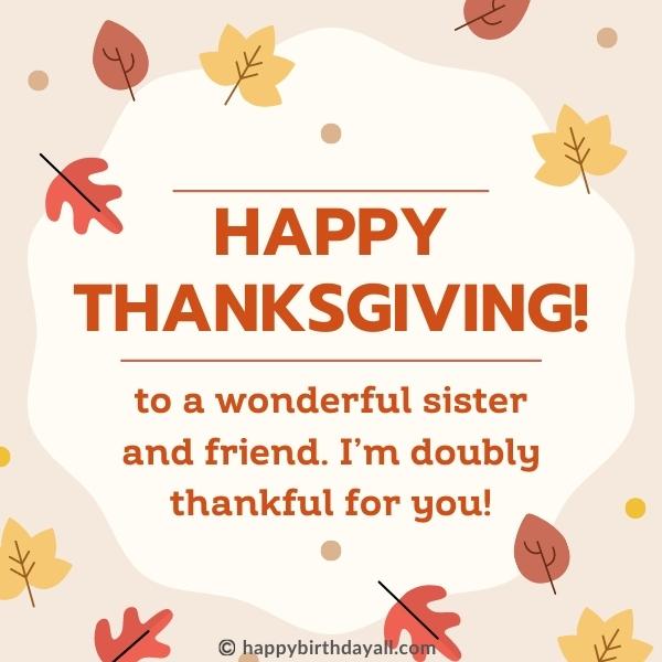 Happy Thanksgiving Wishes for Sister