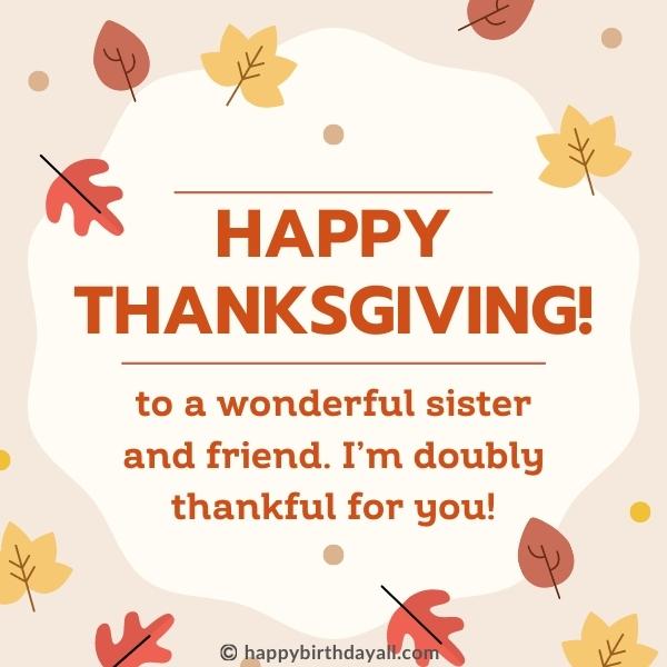 Thanksgiving wishes for sister