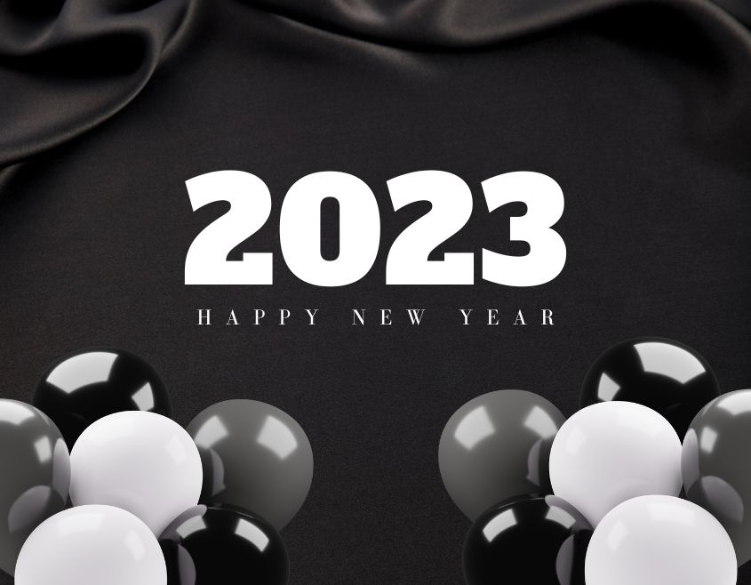 black and white happy new year 2023 images download free