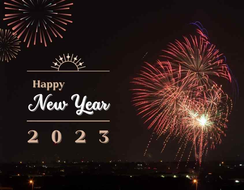 happy new year 2023 photo download black background with fireworks