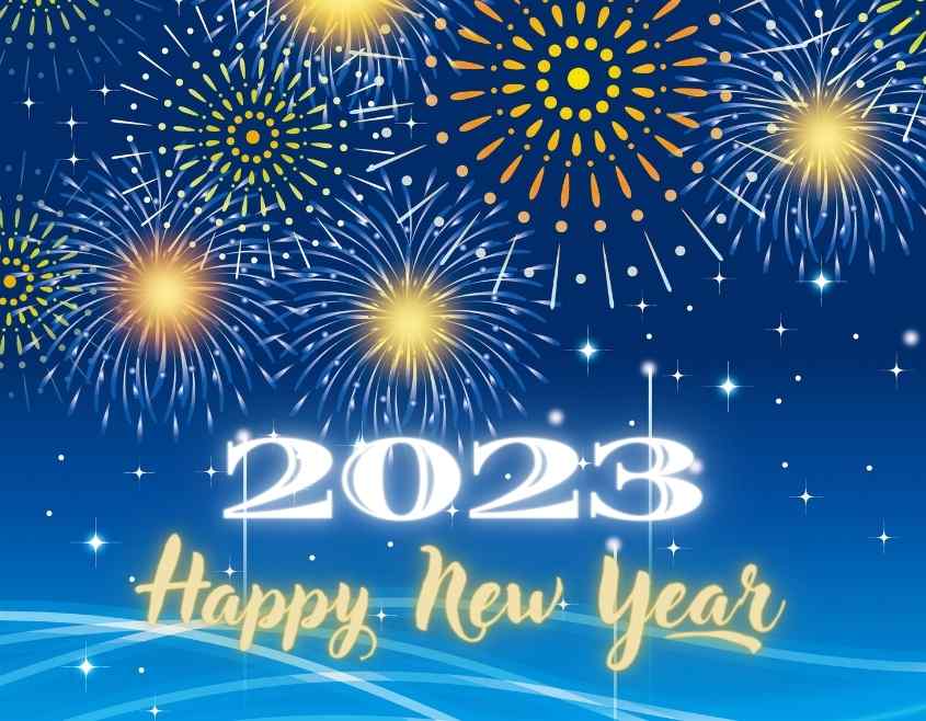 happy new year 2023 images download blue background with fireworks