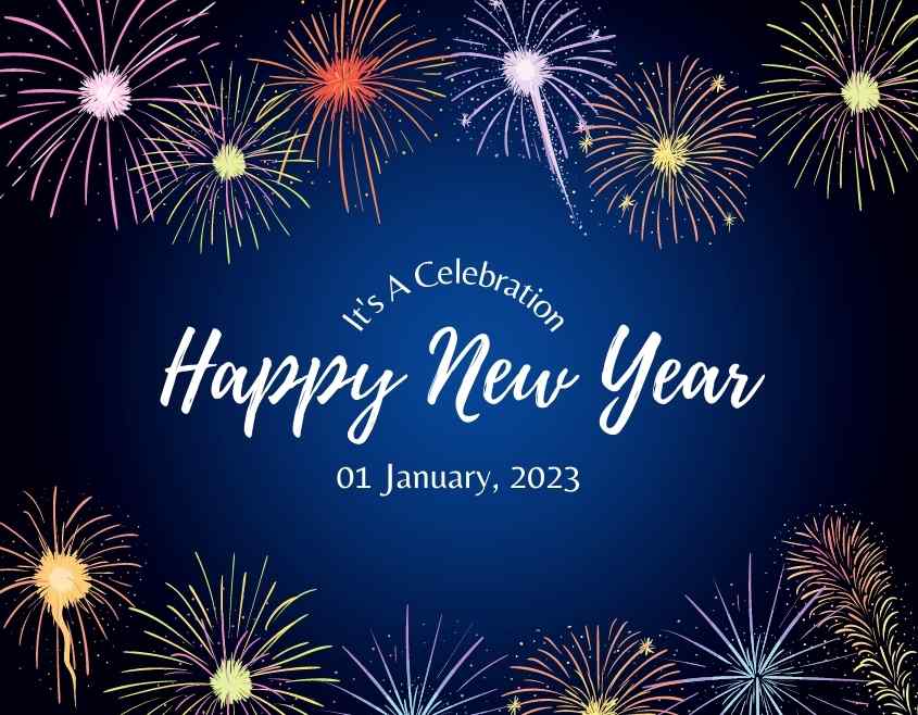 It's a celebration, Happy New Year 2023 images blue background with fireworks