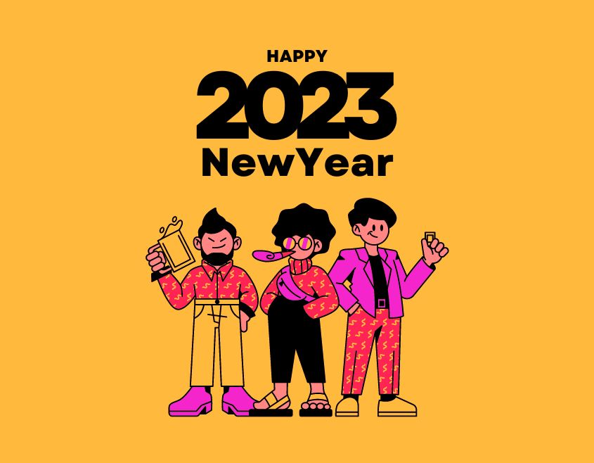 Yellow Colorfull Happy New Year 2023 Facebook Post