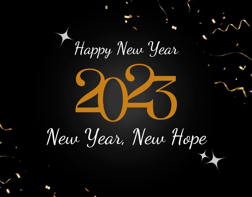 Black and Gold Minimalist New Year 2023 New Hope Facebook Post