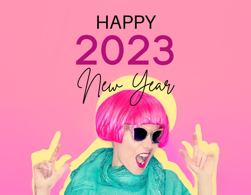 pink background and funny girl happy new year 2023 images download free