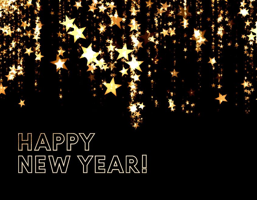 black background and golden glitter star happy new year 2023 images download free
