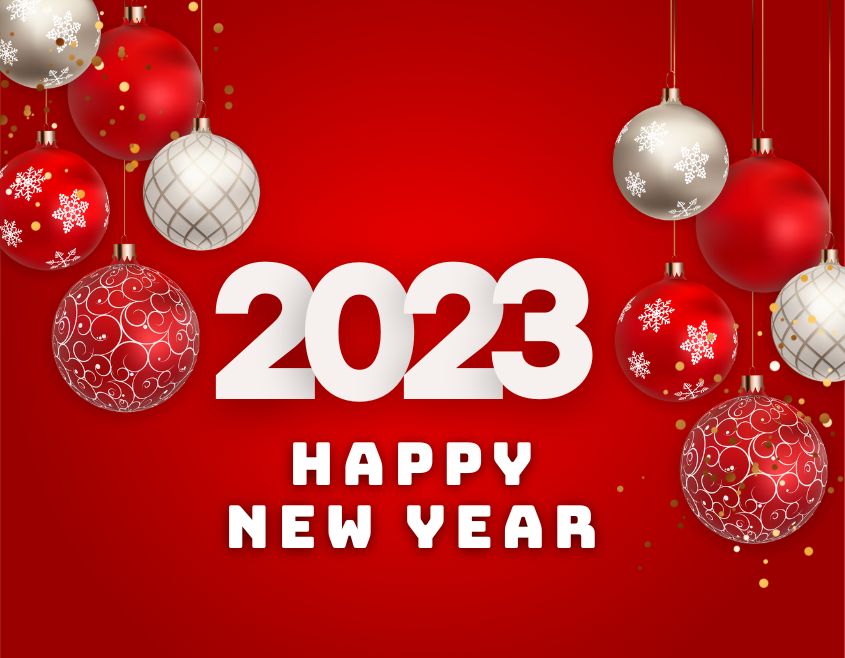 red and white color happy new year 2023 images download free