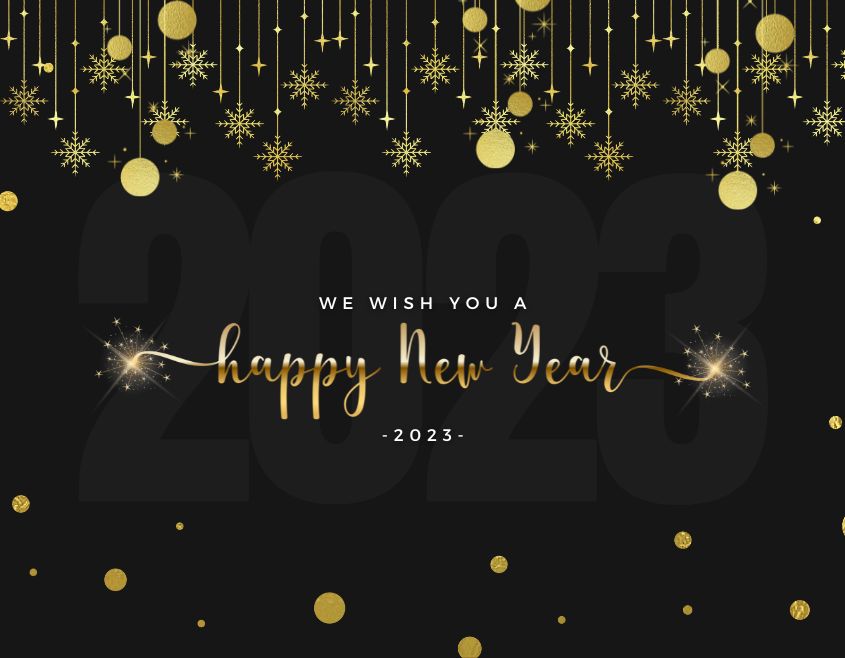 dark gray background and golden color happy new year 2023 images download free