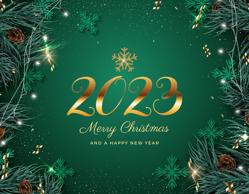 green background and golden color happy new year 2023 images download free