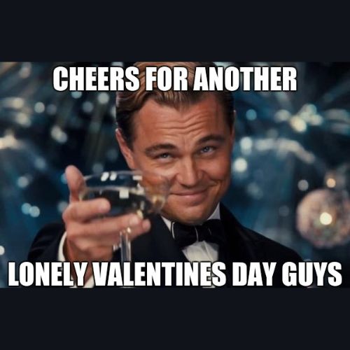 cheers for another lonely valentines day guys - funny memes